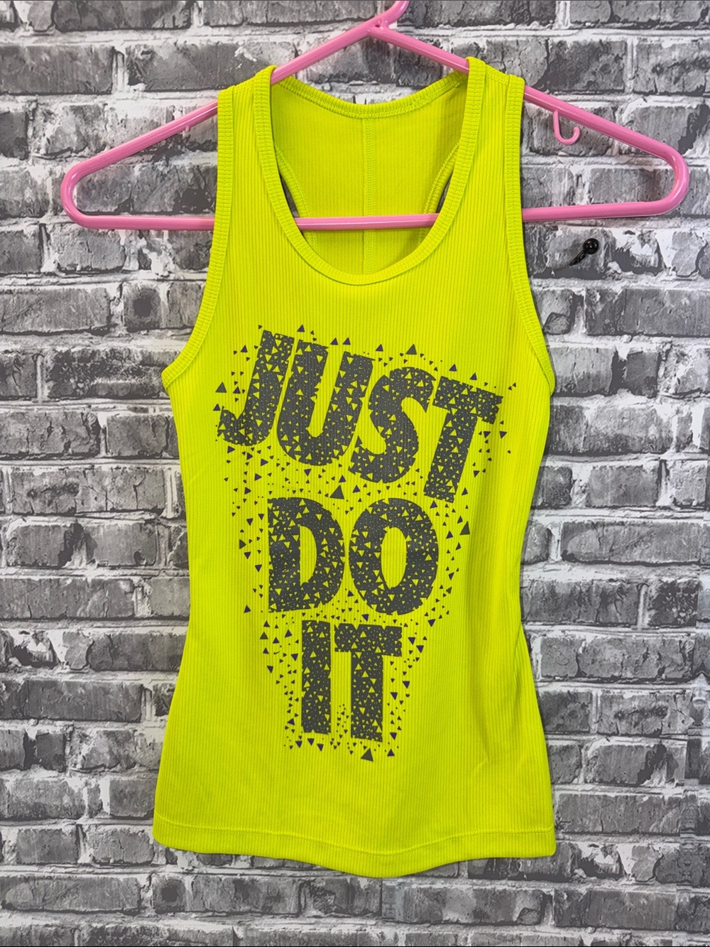 Nike Neon Yellow Ribbed Graphic Tank Top